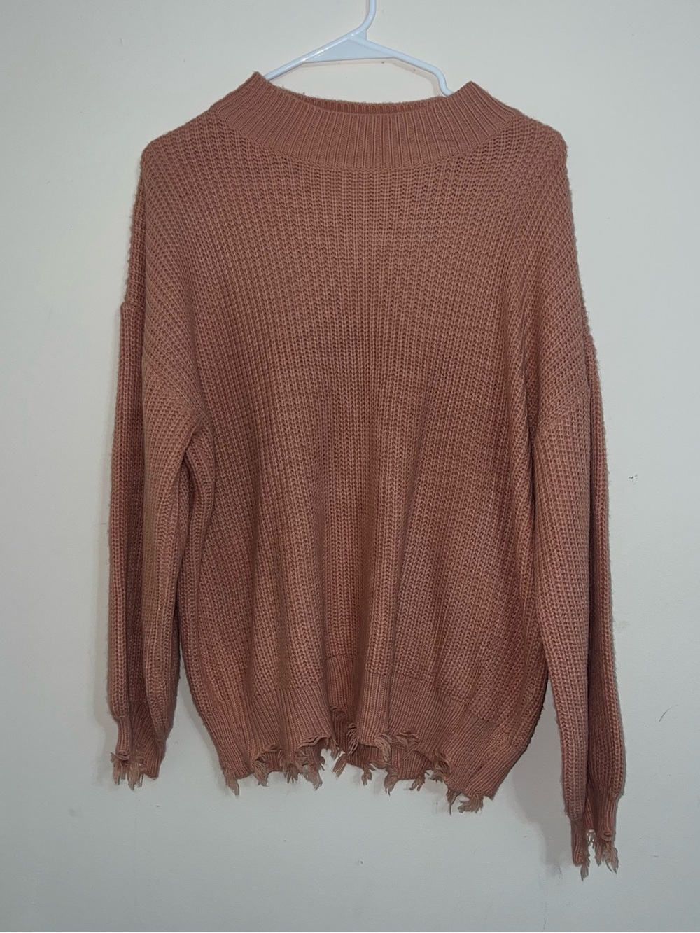 Women’s Main Strip Distressed Knit Sweater - Dusty Rose Size S